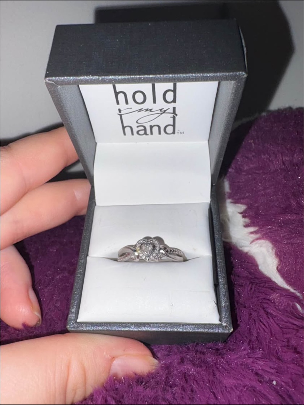 Silver-Tone Heart Cluster Ring with Accent Stones